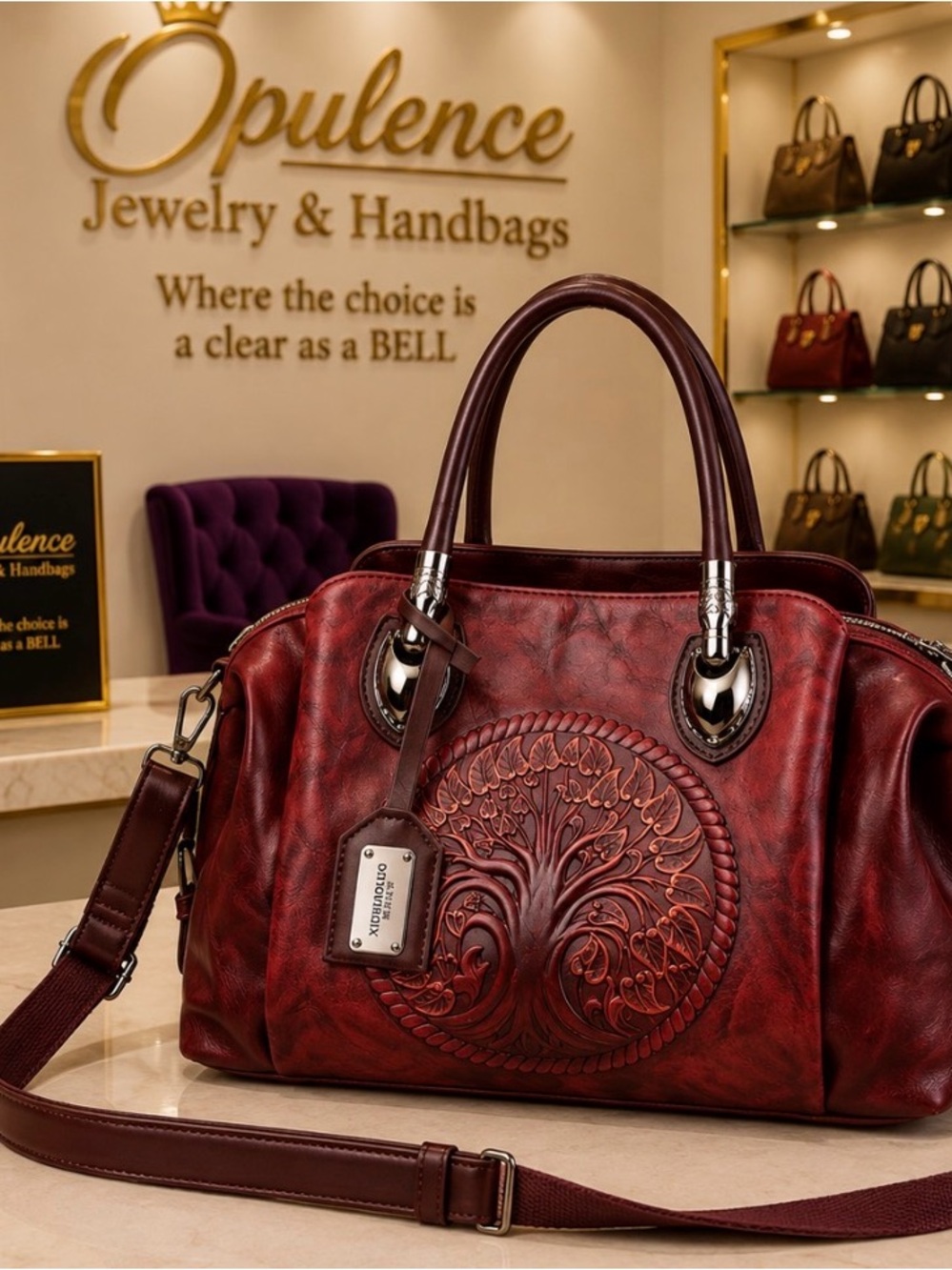 Embossed Tree of Life Handbag